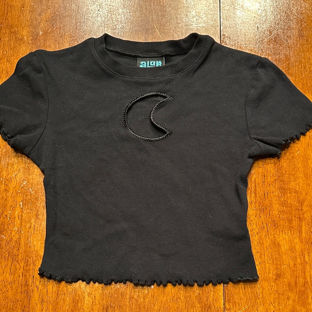 aLab Crop Top with a Crescent Moon CutoutDesign